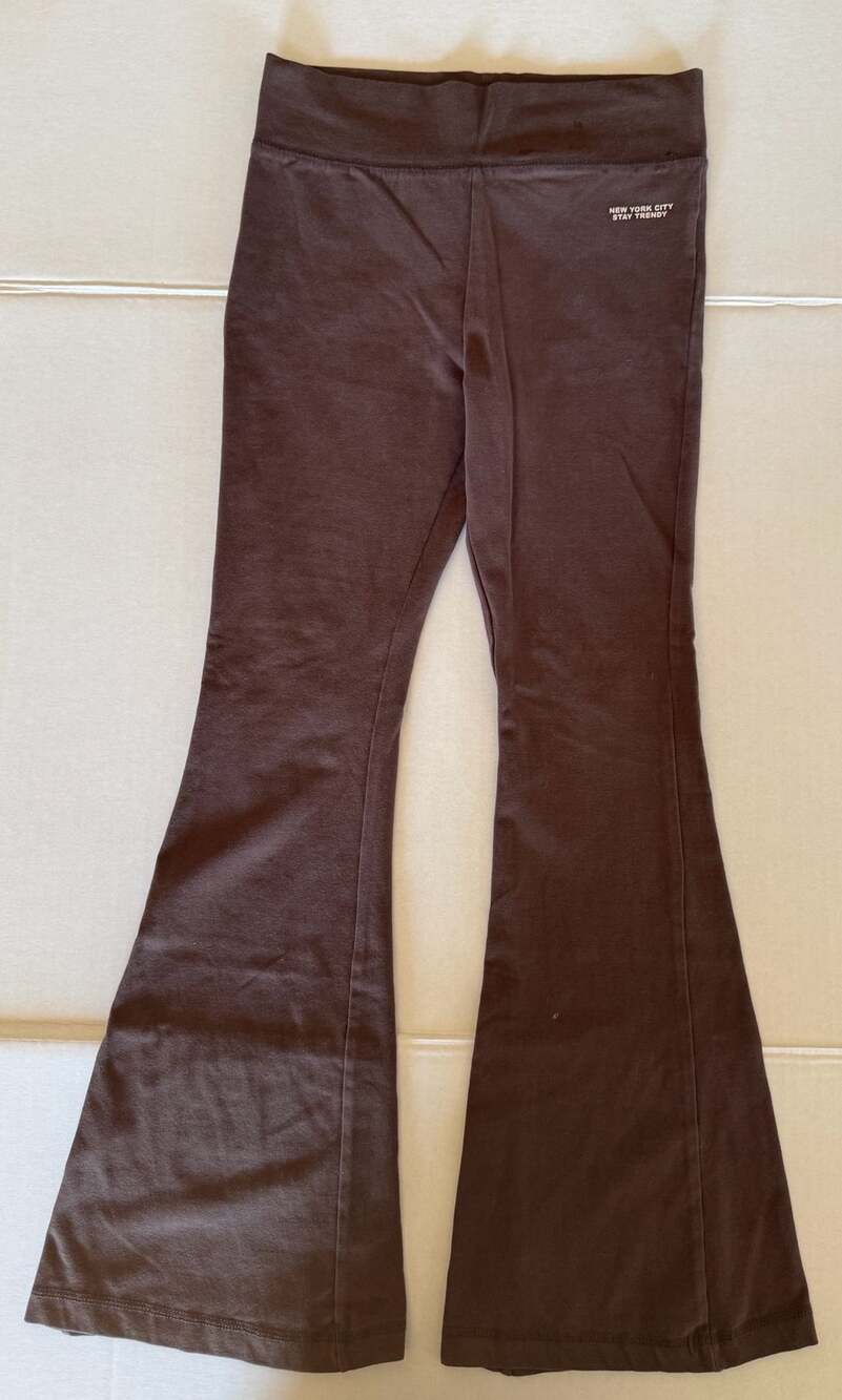 Zara Girls Brown Flare Leggings with New York City Stay Trendy Print